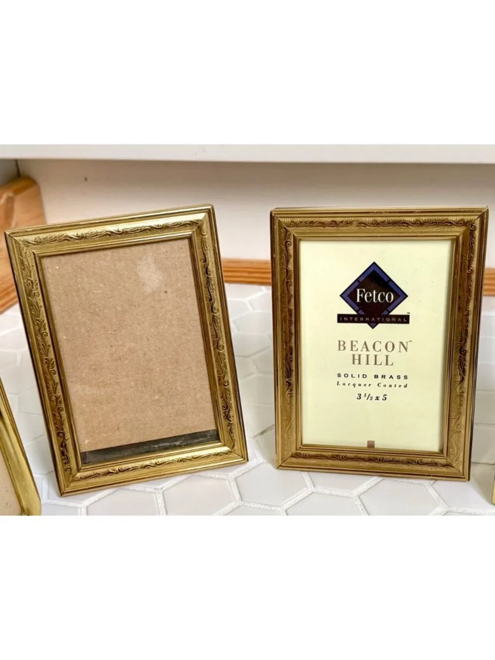 Vintage Fetco Beacon Hill Solid Brass Picture Frames Set of 2 (3.5x5)